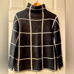 XS Artisan NY Wool Blend Grey/White Funnel Mock Turtleneck Sweater NWOT New!
